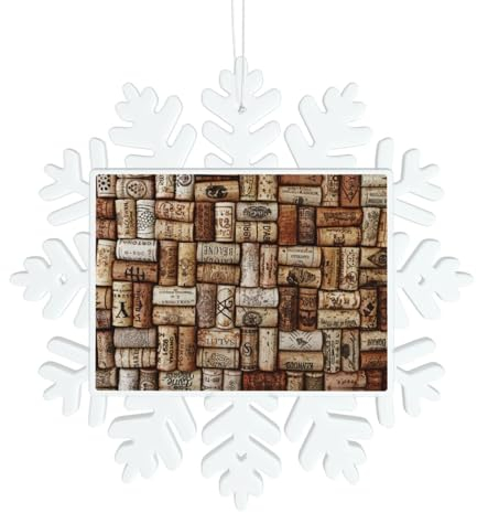 Weinkork-Druck, Weihnachts-Schneeflocken-Dekoration, Heimdekoration, Geschenke, Weihnachtsbaum, Hängeetiketten, Geschenke