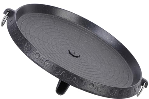 Cabilock Bakeware Bistecchiera Antiaderente Bistecchiera Tonda in Ghisa Barbecue Coreano Padelle Rotonde Griglia Rotonda Profonda Padella Coreana Ferro Da Stiro All'aperto Teglia Per Pizza