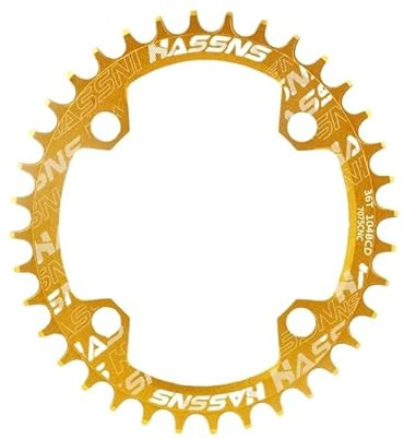 FahrradkettenbläTter MTB Kettenblatt Oval Crown 104bcd Krone 30 32 34 36 38 40 42 Zähne Mountainbike Kettenblatt Fahrrad Kettenrad Runde Radfahren Kettenblatt ( Size : 34T , Color : HA Gold Oval )