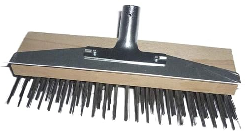 BaWoTec Drahtbesen Stahldrahtbesen 30 cm mit robuster Schabekante und 28 mm Metall Stielaufnahme