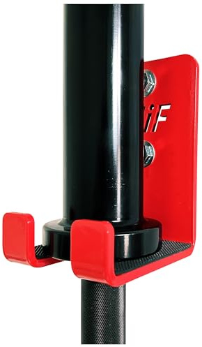 SIWOOD Gancio singolo per bilanciere olimpico, per garage, palestra, bar, supporto verticale, salvaspazio, accessorio commerciale o per la casa, può contenere barre di dimensioni inferiori a 33 mm