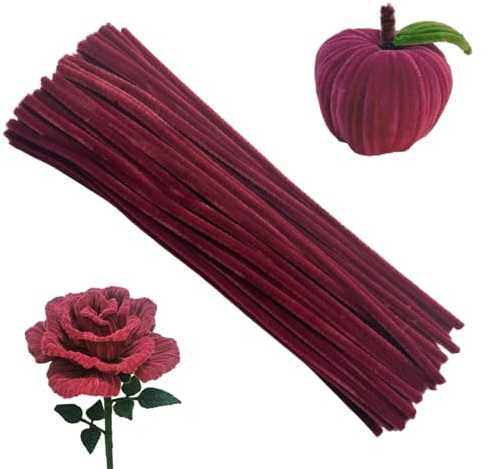 Tikyoary 100 Stück Weinrot Pfeifenputzern,Pfeifenreiniger-Kit Chenilledraht für Blumen,Tiere oder,DIY-Bastelprojekten und Dekorationen