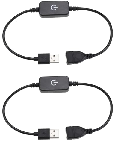 ECSiNG 2 Stück USB-Stecker und -Buchse LED-Touch-Inline-Dimmschalter 5 V 3 A Controller-Schalter Netzkabelstecker Geeignet für LED-Leuchten LED-Schreibtischleuchten Schwarz Länge 30 cm