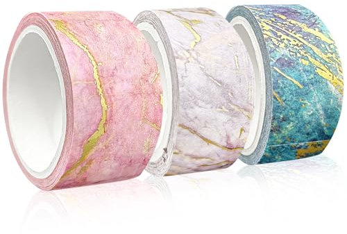 3 Rollen Washi Tape, Set, dekoratives Klebeband, Künstlerband, farbiges Abdeckband, Scrapbook-Klebeband, modische Vielseitigkeit und Papierklebeband für Tagebuch, DIY-Handwerk, Basteln(Marmormuster)