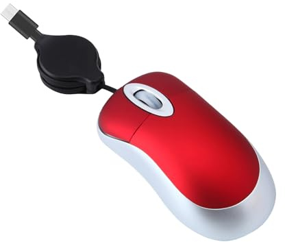 SANRLO Souris d'ordinateur, câble rétractable USB C filaire, petit pour enfants, 1000 dpi optique de voyage, ordinateur de bureau, ordinateur portable