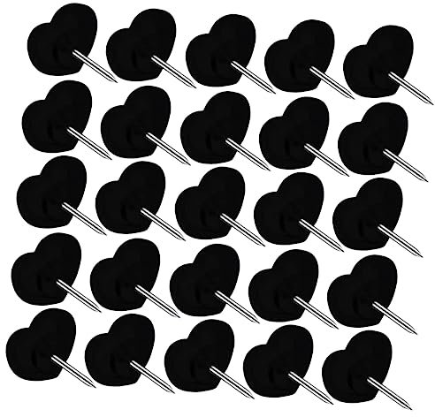 SEWACC Herzförmige Reißzwecken Korktafel Push Pin 100er Pack Schwarz