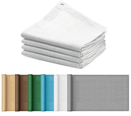 Sonnensegel inkl Befestigungsseile 2.3 x 3 m Rechteckig Sonnensegel Nach Maß mit Ösen HDPE Atmungsaktiv Wasserdurchlässig UV Schutz Ohne Bohren für Balkon Garten, Weiß