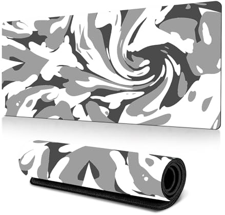 Hixingo Large Mouse Mat, Multicolor Swirl Gaming Mouse Pad, 3D Mouse Pad, Mousepad with Stitched Edges, Non-Slip Rubber Base Mouse Pads for Office & Home (Gray,1200x600x3mm)