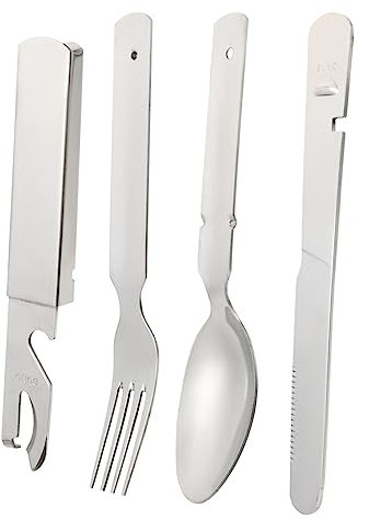 TOGEVAL 4stücke Edelstahl Besteckset Für Reisen Camping Outdoor Kombiniertes Besteck Mehrwegbesteck Picknickbesteck Zusammenklappbar