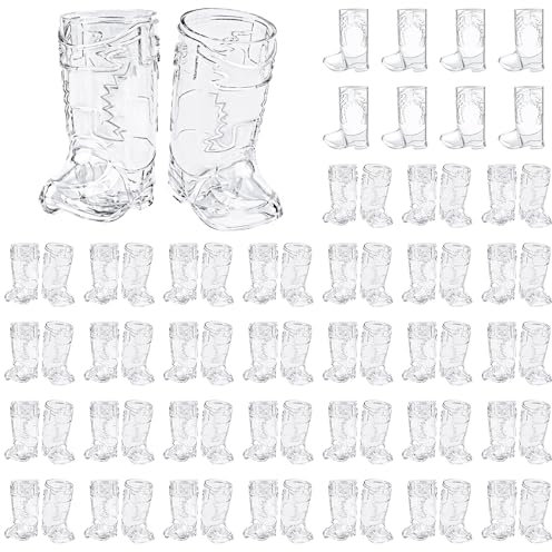 SAIAOKJ Cowboy Boot Shot Glasses,72 Pcs 1 Oz Mini Plastic Boot Shot Glass, Reusable Plastic Boot Cups for Cowboy Cowgirl Western Theme Party Supplies Bachelorette Birthday Party Favors(Clear)