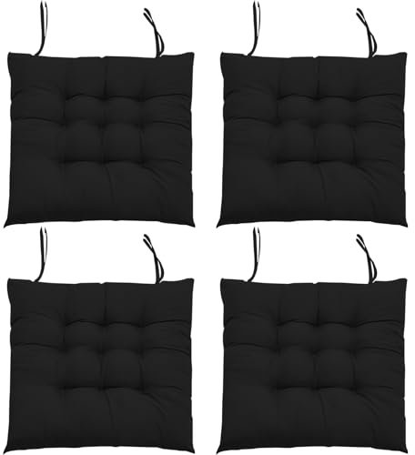 MeYuxg Chair Cushions Pad Set of 4, Outdoor/Indoor Chair Pads for Dining Chairs, 40 * 40 * 6cm Seat Cushions for Kitchen, Dining Room, Office, Patio Chairs-Black