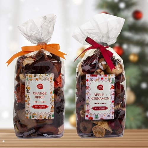 2 Bags of Christmas Pot Pourri - Apple and Cinnamon, Orange Spice Scented - Festive Fragrance - 200g Bags