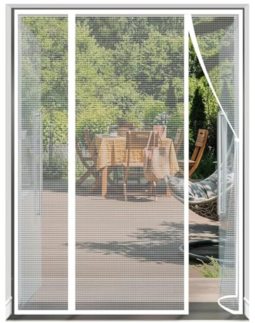 Insektenschutzrollo Fliegengitter FüR Fenster, 205x180cm Fliegengitter Magnet Tur Selbstbausatz Automatisches SchließEn Weiß