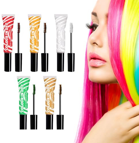 Thoquene 5 Farben Temporäre Haarfarbe Kinder Auswaschbar, Bunte Haarmascara, Hair Chalk Salon