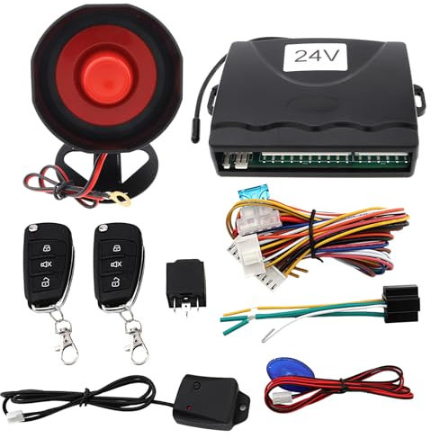 ePathChina Universal 24V Auto Car Alarm Keyless Entry System for Truck/SUV with Remote Control, Car Alarm Security System