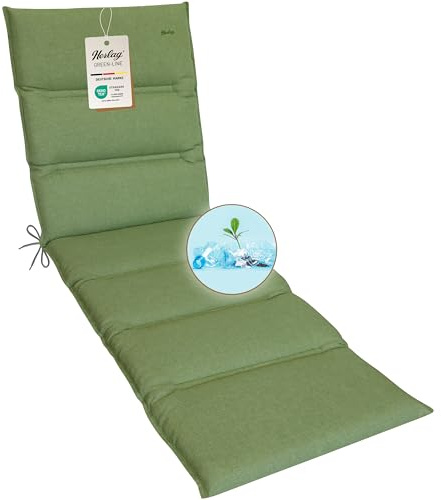 Herlag Liegenauflage Greta 190x60x7cm - Auflage Green-Line: Bezug aus 100% recyceltem Polyester - Liegepolster mit Fleck- & UV-Schutz - Polster für Gartenliegen - Öko Tex 100 - Oliv