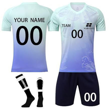 Generisch Personalised Fussball Deutschland Trikot 3 Teiliges Set Erwachsener Kinder mit eigenem Namen Nummer Team und Logo Fußball Trikots Fanartikel deutsche