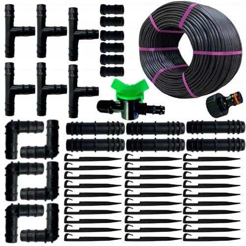STYLIZER Bewässerungssystem Garten – Tropfschlauch Bewässerung Set 50m 56 Teile – Tröpfchenbewässerung bei unebenem Boden – Tropfbewässerung System für Gewächshaus & Gemüsebeete