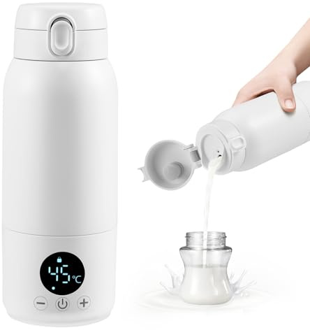 Strixorn Tragbarer Babymilchwärmer für unterwegs, 500ml Große Kapazität Flaschenwärmer Schnelle Erwärmung Muttermilch Wasser Oder Milch, Maximale Temperatureinstellung 70 °C, Desinfektionsfunktion