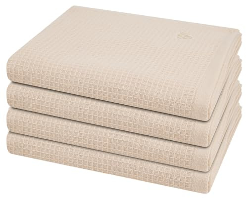 Ross - 4 teiliges Frottier-Set - Pique (4 X Handtuch im Set) - 520 g/m2 - Baumwolle - Pique - saugstark - weich und flauschig - Natur
