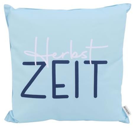 CB Home & Style Outdoor Garten Kissen Herbstkissen Herbstdeko Outdoorkissen Wasserabweisend 45x45cm mit Füllung (Herbstzeit hellblau)