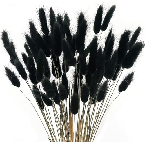 60pcs Pampas Grass decorazione da 17 pollici simulazione finta pampas erba oggetti fotografici fai -da -te facili da usare fiori boho per decorazioni per matrimoni domestiche, nero, gras