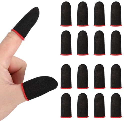 PATIKIL Guanti per Dita con Punta in Fibre d'Argento, 16 Pezzi Guanti Antisudore Traspiranti per Dispositivi Touchscreen per Giochi su Telefono, Rosso
