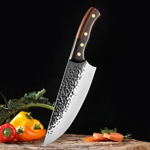 yekulanyue Handmade Forged Chef Knife, High Carbon Steel Professional Kitchen Knive - Wood Handle Perfect for Home