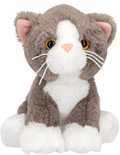Depesche 13767 TOPModel Fur Ever Friends - Kuscheltier Katze Ruby, mit weichem Fell in Grau und Weiß, ca. 16 cm großes Plüschtier