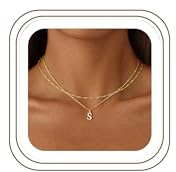 TINGN Gold Kette mit Buchstaben Damen - 14K Gold Vergoldet Doppellagige Halskette Kette mit Buchstaben A-Z Geburtstagsgeschenk Personalisierte Geschenke für Frauen Mädchen Freundin Schmuck Frauen