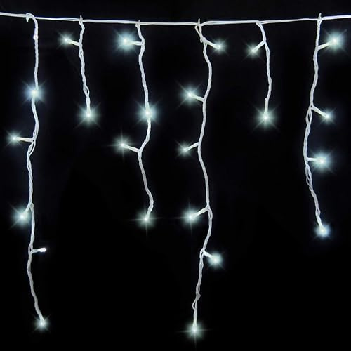 Gartenpirat Eisregen LED Lichterkette 12 m 480 LED kaltweiß Weihnachtsbeleuchtung Timer außen innen