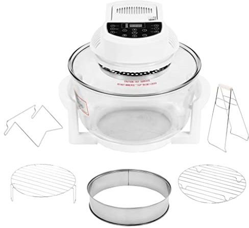vidaXL Halogen Heißluftofen mit Verlängerungsring Digitalem Timer Halogenoven Heißluftfritteuse Ofen Grill Halogenofen Backofen 1400W 17L