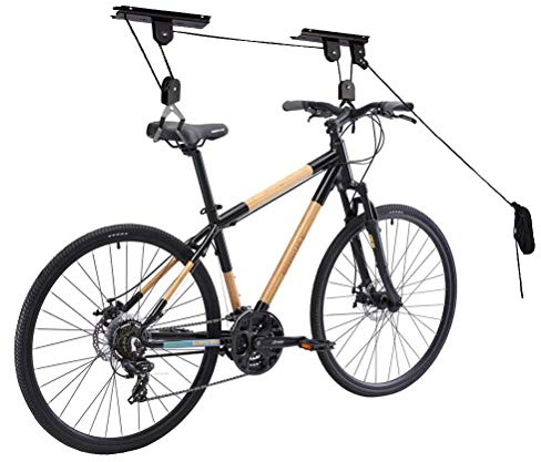 HOME COMPOSER Bike Ceiling Mount Lift, Heavy Duty Bike Hoist Pulley Hanger, Garage Ceilling Storage Rack for Ladder, Caneo, Bike, One Size