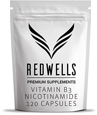 Vitamin B3 Capsules 500mg Nicotinamide REDWELLS No Additives Non Flush - 120 Pack