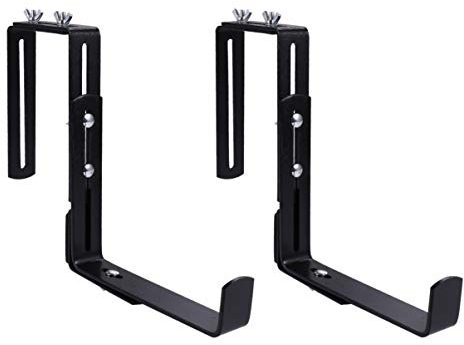 2pcs Window Box Brackets, Adjustable Balcony Railing Hanging Flower Pot Hook Balcony Planters Planter Bracket Holder Hanging Plant Bracket Wall Mounted Balcony Plant Railing Plant Hanger Metal Iron