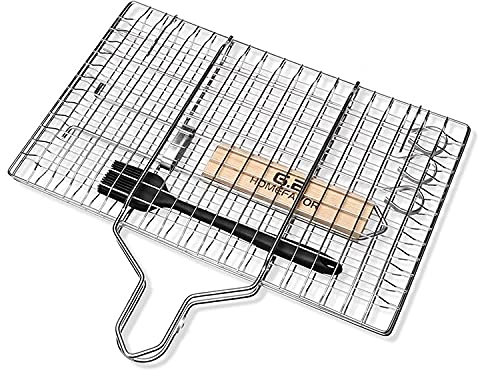 CJCSM Panier de Barbecue, Panier à Griller, Outil de Barbecue Portable antirouille, Accessoires de Gril d'extérieur pour côtelettes de Steak, légumes, paniers de Grill pour Griller