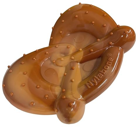 Nylabone Durable Power Dental Dog Chew Toy Pretzel Bone, Bacon & Peanut Butter Flavour, Small, for Dogs up to 11kg