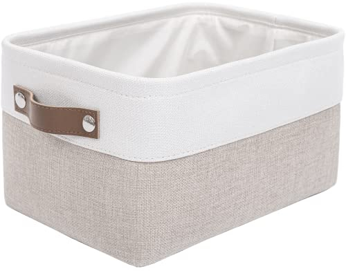 Mangata Cestas de Almacenamiento Plegables, Caja de Almacenamiento de Tela de Lona Gruesa para Ropa, Juguetes (Caqui, Small, Lavable)
