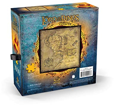 The Noble Collection Lord of the Rings Map of Middle Eartgh 1000 Piece Jigsaw Puzzle - 60 x 60 cm Oversized Puzzle - Lord of the Rings Film Set Movie Props Wall - Gifts for Family, Friends