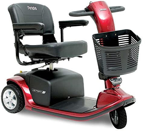 Pride Mobility Victory 9 3 Wheel SC609 Mobility Scooter, Candy Apple, Outdoor 3-Wheel Travel Electric Mobility Scooter for Adults, 300 lbs. WC, Up to 5.3 MPH, 13 Miles Range Per Charge