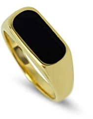 Herren Ring Silber und Gold aus 925 Sterling Silber vergoldet mit Onyx Stein minimalistischer Herrenring (Gold, 68)