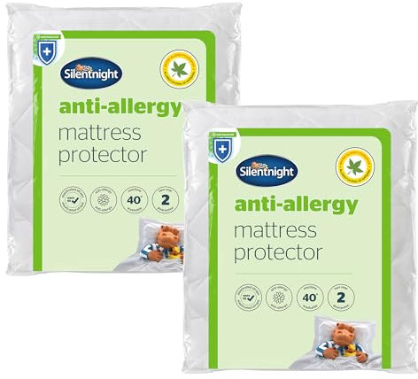 Silentnight Anti Allergy Mattress Protector - Ideal for Allergy and Asthma Sufferers Protecting Against Bacteria and Dust Mites - Bed Cover Pad with Fit Straps, Machine Washable, 2 Pack, Single