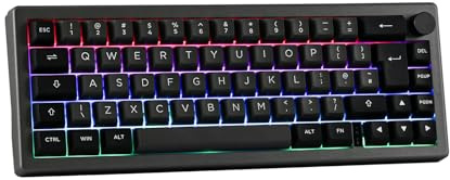 EPOMAKER 65% EK68 ISO(UK) Mechanische Tastatur Bluetooth, Triple Mode Gasket Gaming Tastatur mit Drehregler,RGB,Hot Swap,NKRO,3000mAh für Win/Mac (Schwarz Silber, Gateron Pro Yellow)