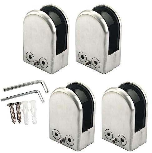 Zerniple Morsetto per vetro in acciaio inox, 16-17 mm, regolabili, 4 pezzi, Silver