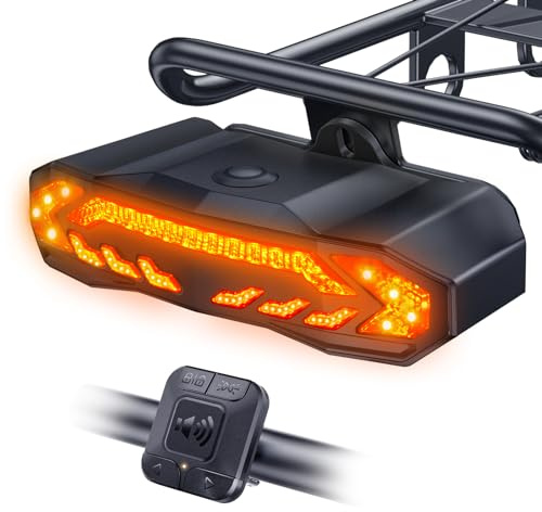 [For Cargo Rack] ONVIAN Smart Bike Tail Light with Turn Signals for Rear Bike Rack Mounting, Rechargeable Auto-Sensing Bike Turn Signals Light Alarm, Waterproof Bike Accessories for Adult Kids Cycling