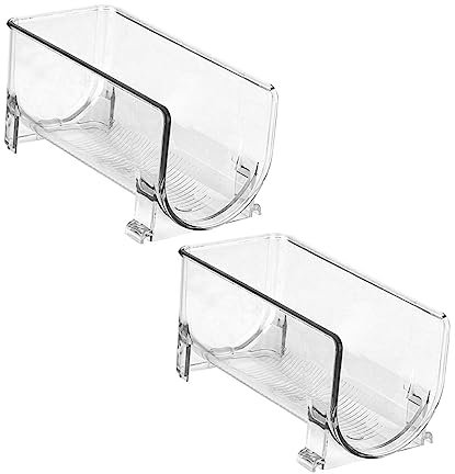 BIUDECO Stackable Drawer Style Wine Rack and Bottle Holder Compact Plastic Organizer for Home Bar Kitchen Refrigerator Space-Saving Storage Solution 2-Pack