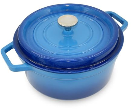 MINLUFUL Forno olandese con coperchio, pentola da forno olandese in ghisa con smalto, per cuocere il pane, adatta al forno, antiaderente, versatile forno olandese per stufare e bollire, blu caraibico