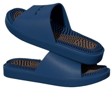 Zonterapi Massage Tofflor Män Kvinnor Akupressur Fot Öppen Tå Sandaler Sommarpar Hemduschskor Lindrar Nervspänningar Och Smärta I Fötterna(Blue,44/45 EU)