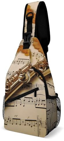 Brusttasche für Herren, Querflöte, Musik, Crossbody-Tasche, Bauchtasche für Damen, Schulterrucksack für Reisen, weiß, 20,3 x 10,2 x 38,1 cm, weiß, 8x4x15 Inches