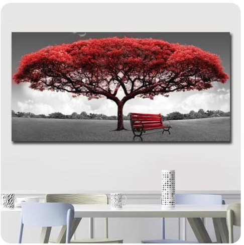 Moderne Wandkunst, roter Geldbaum, Leinwandplakate und -drucke, Wandbilder für Büro, Wohnzimmer, Heimdekoration, Kunstwerk, 60 x 120 cm, ungerahmt